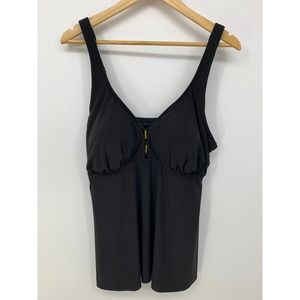 NWT Aqua Green Women’s Plus Size 16W Black Tankini Swim Top Built in Padding